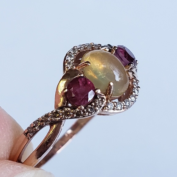 SOLD 14k Rose Gold LeVian, Ruby & Diamond Ring - Picture 8 of 8